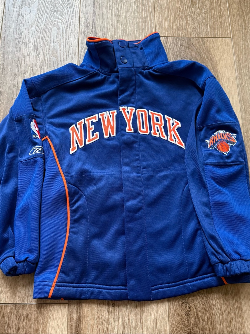 Vintage Reebok New York Knicks Kids Blue & Orange Team Jacket size 8